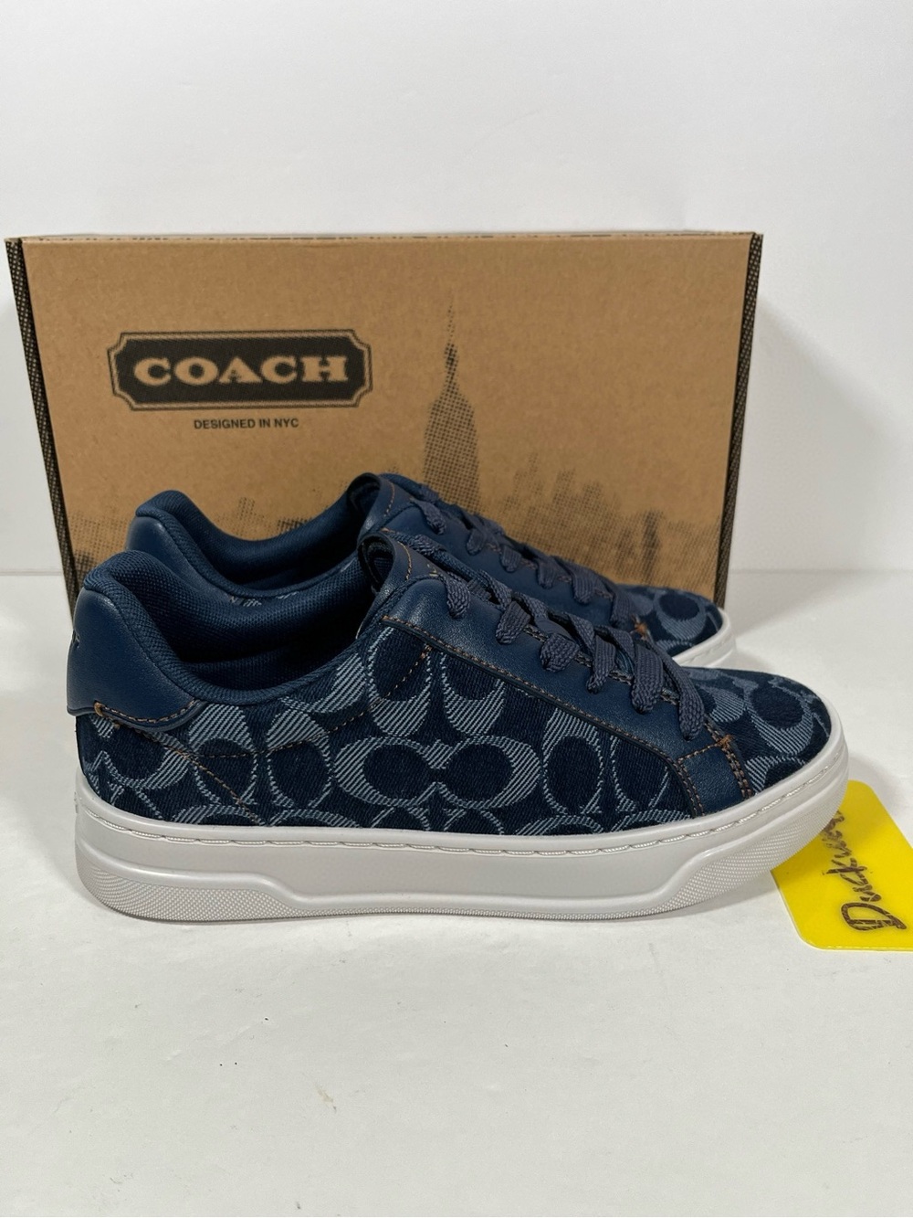 NEW Coach High Line Sneaker Signature Denim Deep Blue Multi CBO10